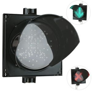Semáforo para interior y exterior IP65 negro de 1 x 200mm de 12-24V con verde-flecha y roja-cruz