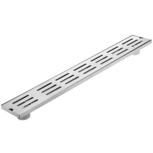 Canaleta de doble desagüe 10x70cm con rejilla en acero inoxidable mate