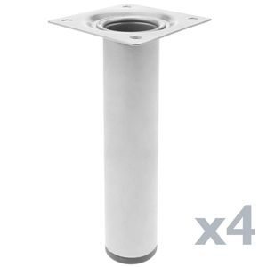 Pies redondos para mesa y mueble. Patas en acero gris de 25cm 4-pack