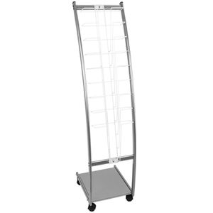 Expositor portafolletos 31 x 126 x 35 cm con 9 compartimentos para folletos y revistas