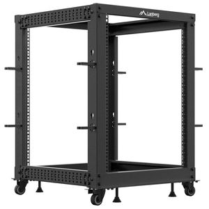 Armario Rack abierto fondo ajustable 19" 15U F600 600x600x1100mm desmontado DIY negro Lanberg