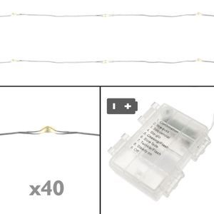 Tira de luces decorativas de 40 luces LED IP44 y 8 funciones blanco cálido 3 m a pilas