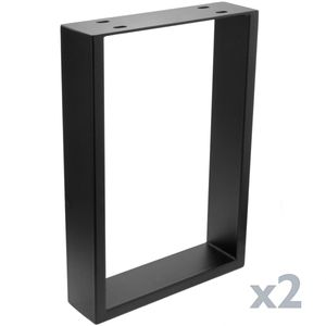 Pies rectangulares para mesita y banqueta Patas en acero negro 300 x 80 x 430 mm 2-pack