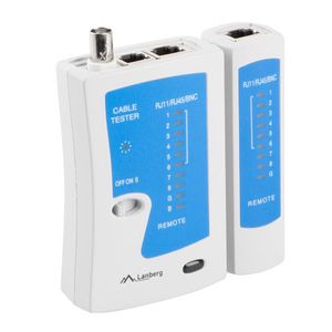 Comprobador de cables de red Lanberg NT-0401 para RJ45 RJ12 RJ11 cables UTP/FTP/SFTP y coaxial