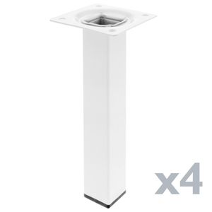 Pies cuadrados para mesa y mueble. Patas en acero blancas de 25cm 4-pack