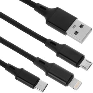 Cable de Carga 3 en 1 USB-A 2.0 macho a conectores USB tipo C macho Micro USB macho y conector compatible con Apple
