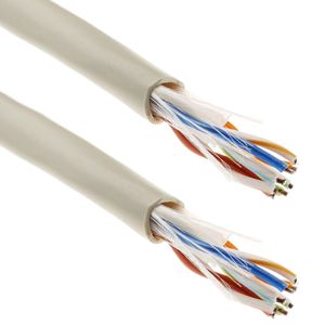 Bobina de cable de red LAN UTP categoría cat.6 24AWG CCA rígido gris 100m