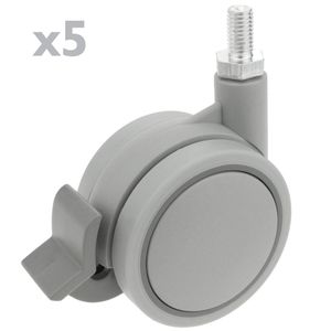 Rueda pivotante de nailon y polipropileno con freno 60 mm M8 5 pack