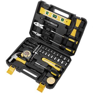 Juego de herramientas básicas de 78 piezas. Destornillador, alicates, martillo, cinta métrica, etc.
