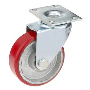 Rueda pivotante industrial de poliuretano y metal sin freno 100 mm