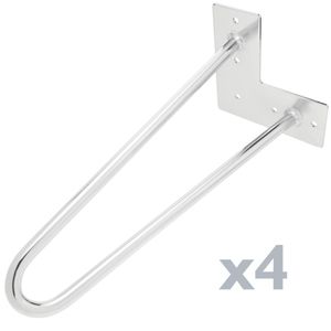 Pies para mesa y mueble Patas en cromado 2 varillas 41 cm 4-pack