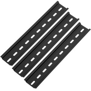 Pack de 3 carriles DIN color negro de 200mm perforado raíl de 35x15mm