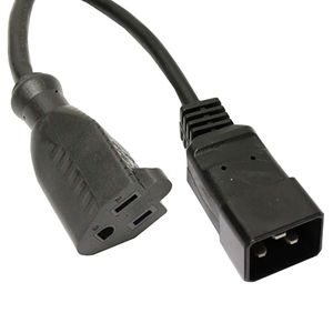 Cable eléctrico US NEMA-5-15R a IEC-60320-C20 de 0.4m negro