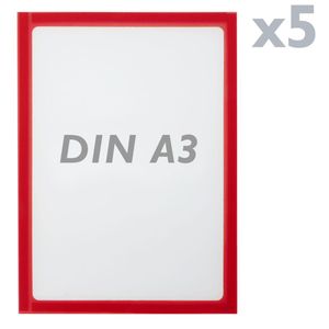 Marco magnético flexible rojo A3 para letreros con imán (5 unidades)