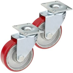 Ruedas pivotantes industriales de poliuretano y metal sin freno 100 mm 2 unidades