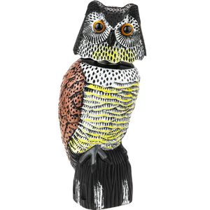 Ahuyentador de aves tipo estatua búho con ojos reflectantes 40cm hembra