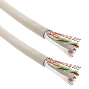 Bobina de cable de red LAN FTP categoría cat.6 24AWG CCA rígido gris 100m