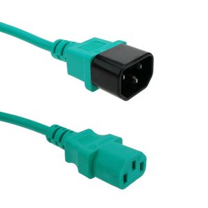 Cable eléctrico de alimentación IEC60320 C13 a C14 de color verde de 3m