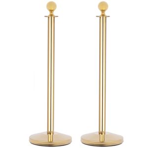 Poste separador acabado circular 2 unidades dorado para cordón 320 x 50 x 980 mm