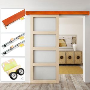 Rail guía para puerta corredera con cubierta de madera MDF de color caoba de 2m