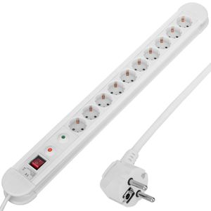 Regleta de enchufes 10 schuko con interruptor y protección sobretensiones blanco (1.5m cable)