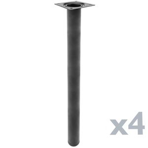 Pies redondos para mesa y mueble. Patas en acero negras de 75cm 4-pack