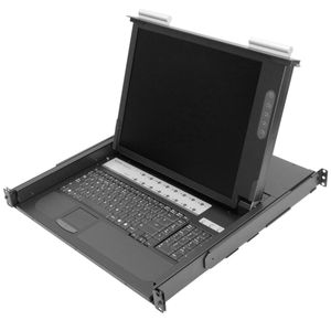 Consola y conmutador KVM de 16 puertos para rack 19" 1U. Teclado mousepad y pantalla 17"
