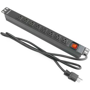 Regleta de enchufes para armario rack 19" 1U con 8 US NEMA aluminio interruptor