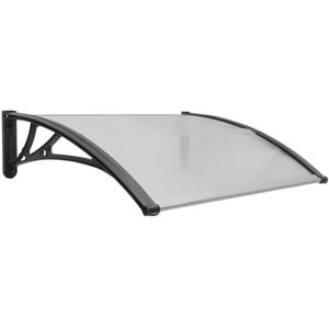 Tejadillo de protección 80x60 cm gris oscuro. Marquesina para puertas y ventanas con soporte negro