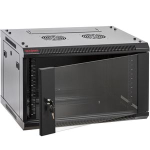 Armario rack mural 19'' 6U 600x600x370mm pared negro SOHORack GO montado