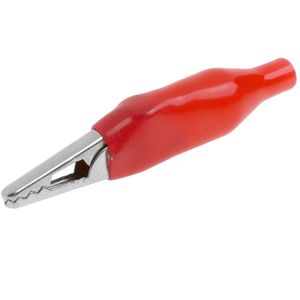 Pinza de cocodrilo de color rojo con protección para conexiones eléctricas
