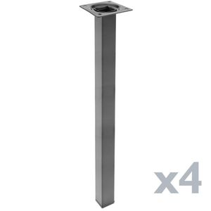 Pies cuadrados para mesa y mueble. Patas en acero negras de 75cm 4-pack