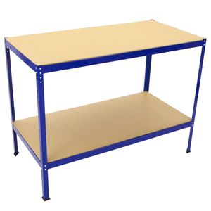 Mesa de trabajo para taller. Banco de trabajo de metal y tablero MDF. 275 Kg