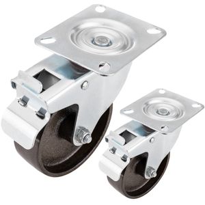 Ruedas pivotantes industriales de metal con freno 100 mm 2 unidades