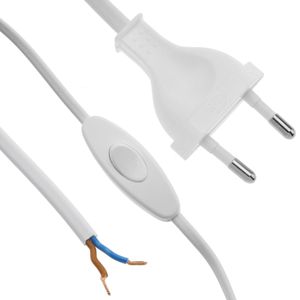 Cable alimentación con interruptor conector bipolar a bornes blanco 1,5m