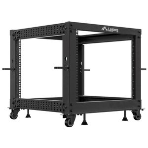Armario Rack abierto fondo ajustable 19" 9U F600 657x600x577mm desmontado DIY negro Lanberg