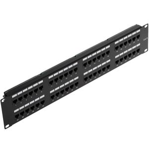 Patch panel de 48 RJ45 Cat.6 UTP 2U negro