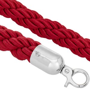 Cordón trenzado rojo con cierre plateado para poste