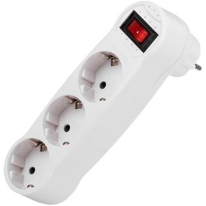Multiplicador adaptador de clavija enchufe schuko triple blanco con interruptor