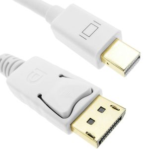 Cable Displayport a Mini Displayport 2K 4K 1080p FullHD para audio y vídeo digital 2m blanco