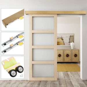 Rail guía para puerta corredera con cubierta de madera MDF de color neutro de 2m