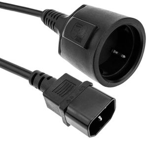 Cable de alimentación eléctrico IEC-60320 C14 a schuko hembra de 20cm