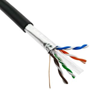 Bobina cable de red FTP Cat.6 23AWG para exteriores rígido negro 305m