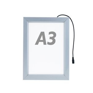 Marco cuadro iluminado por LED A3 340x460mm de doble cara para cartel anuncio letrero