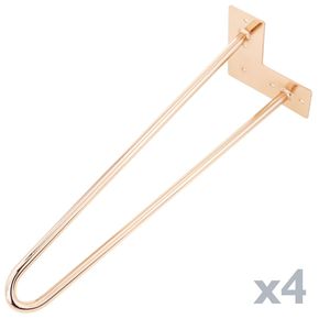 Pies para mesa y mueble Patas en acero 2 varillas 41 cm cobre 4-pack
