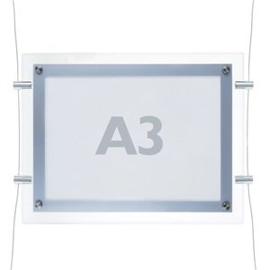 Marco cuadro iluminado por LED A3 495x372mm doble cara de metacrilato para cartel anuncio letrero