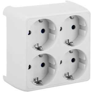 Multiplicador adaptador de clavija enchufe schuko cuádruple blanco