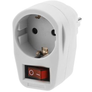 Clavija enchufe schuko de color blanco 220VAC con interruptor