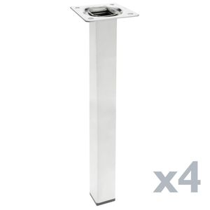 Pies cuadrados para mesa y mueble. Patas en acero cromado de 40cm 4-pack