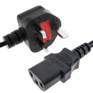 Cable eléctrico British Standard BS-1363-1 a IEC-60320-C13 3x1.00mm² de 1.8m negro